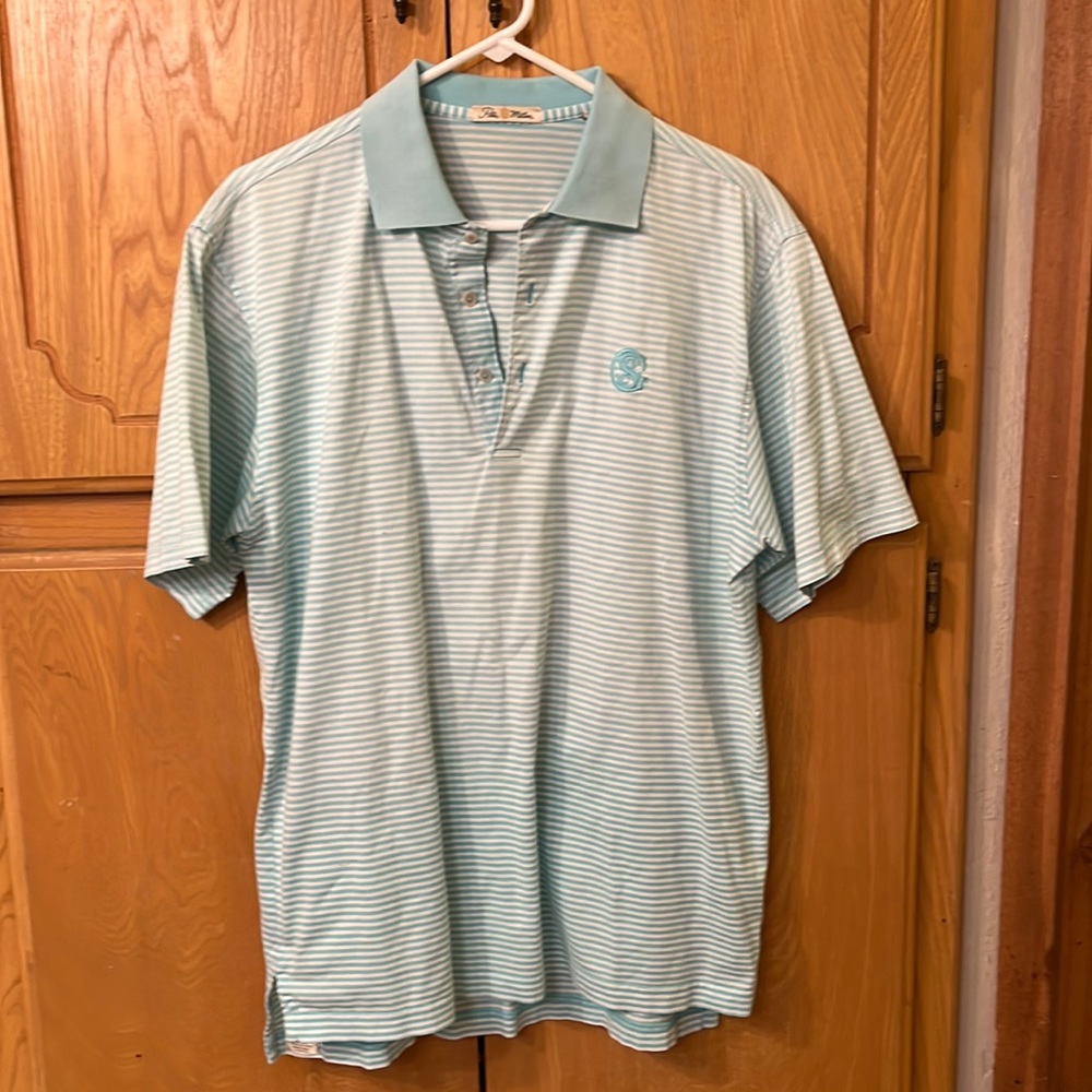 Peter Millar golf polo style striped shirt size Medium